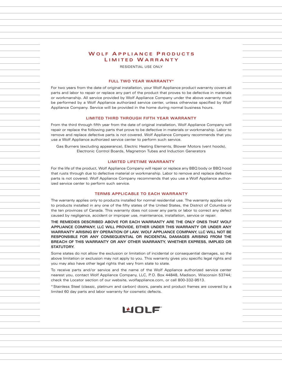 Wolf Appliance Company M I C R O W AV E O V E N User Manual | Page 47 / 48