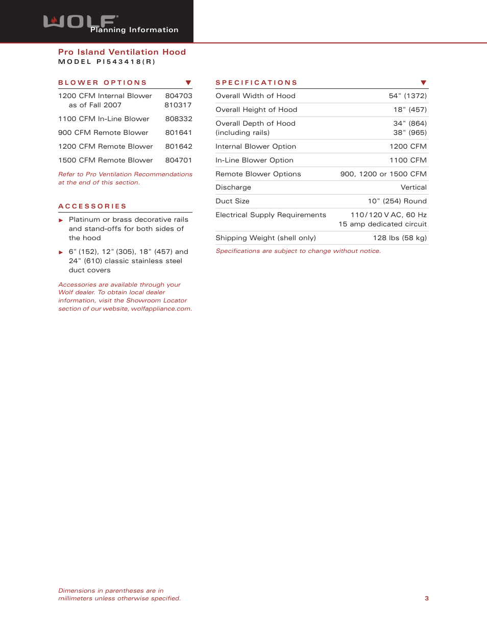 Wolf Appliance Company PI543418( R ) User Manual | Page 3 / 8