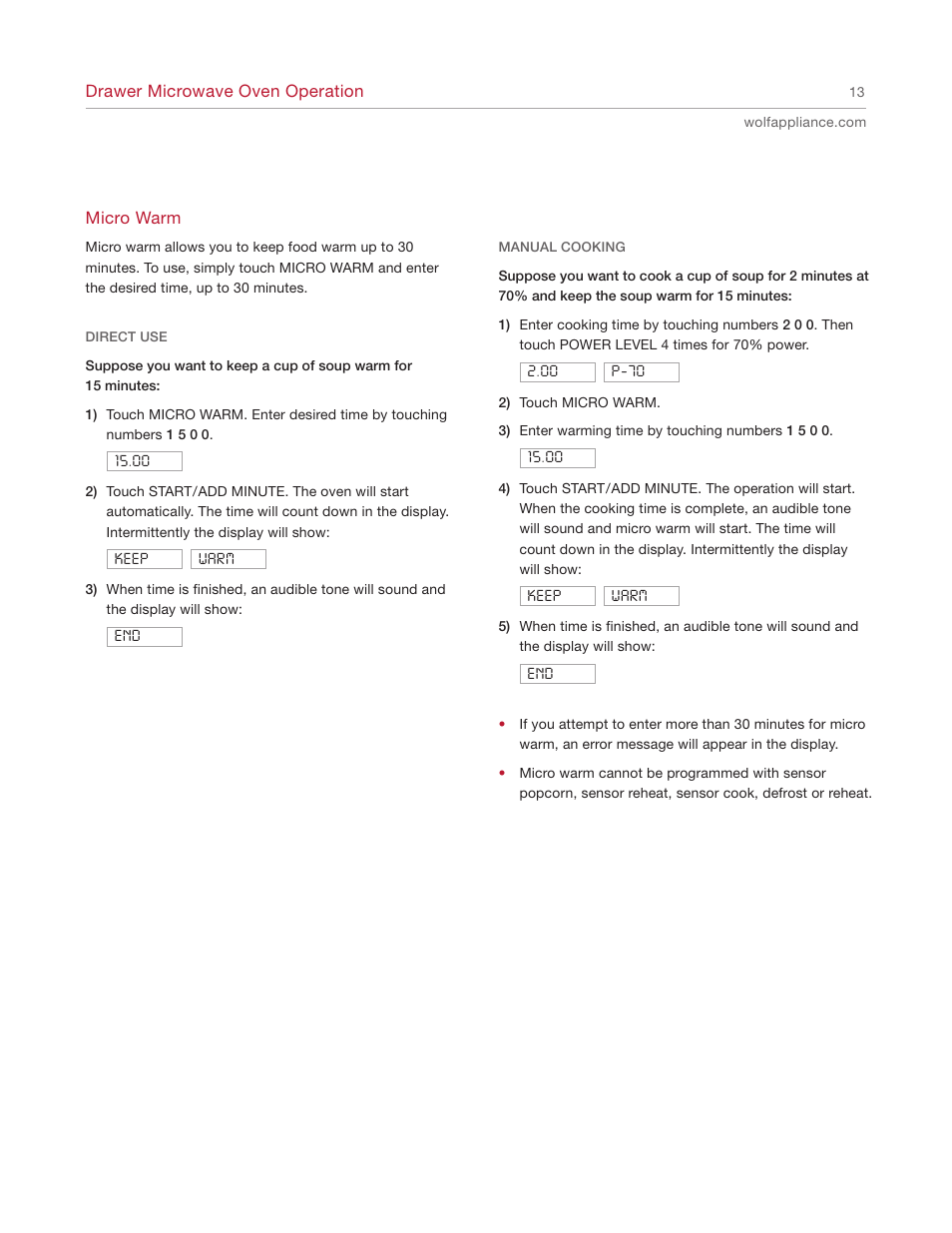 Wolf Appliance Company Trim Style MWD30-2F/S User Manual | Page 13 / 28
