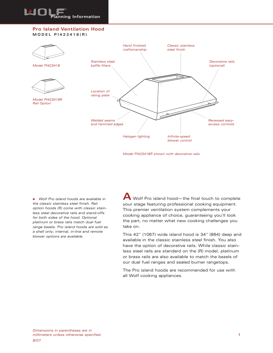 Wolf Appliance Company PI423418(R) User Manual | 8 pages