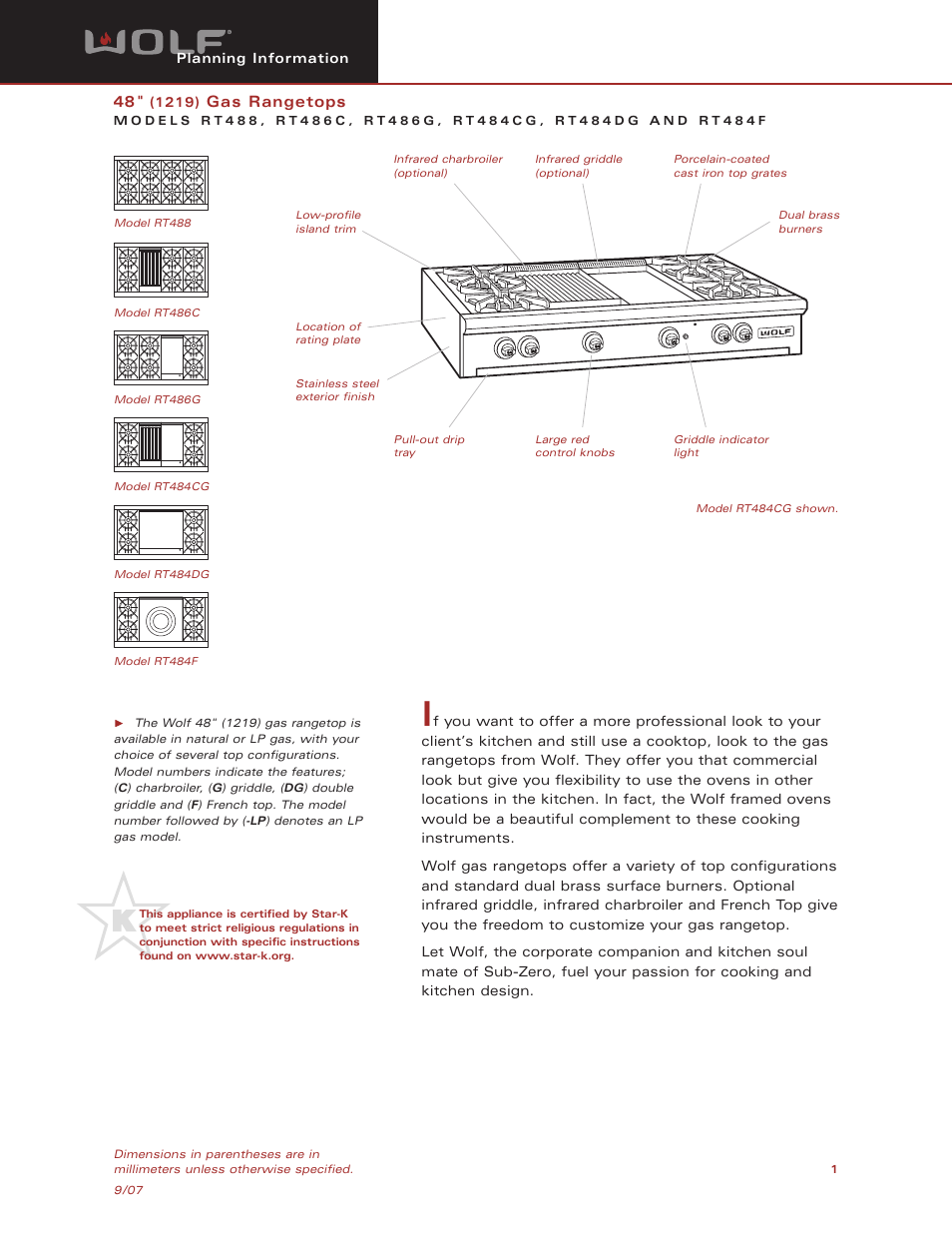 Wolf Appliance Company RT486C User Manual | 5 pages