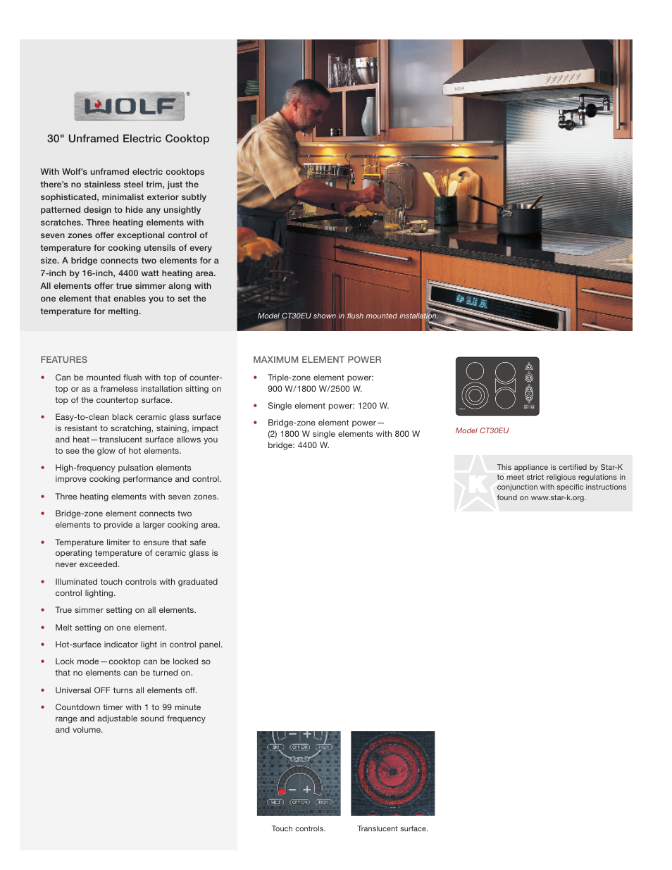 Wolf Appliance Company CT30EU User Manual | 2 pages