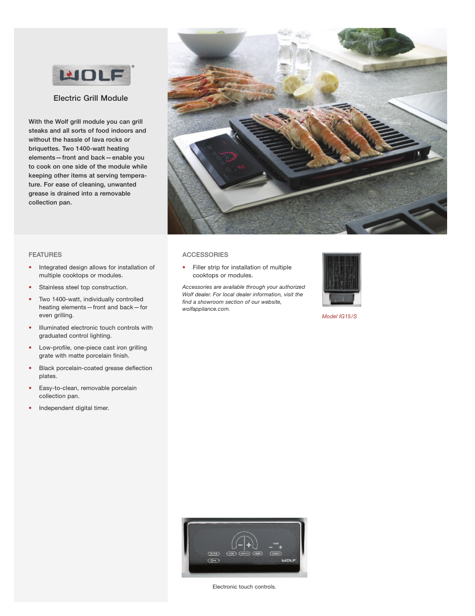 Wolf Appliance Company IG15/S User Manual | 2 pages