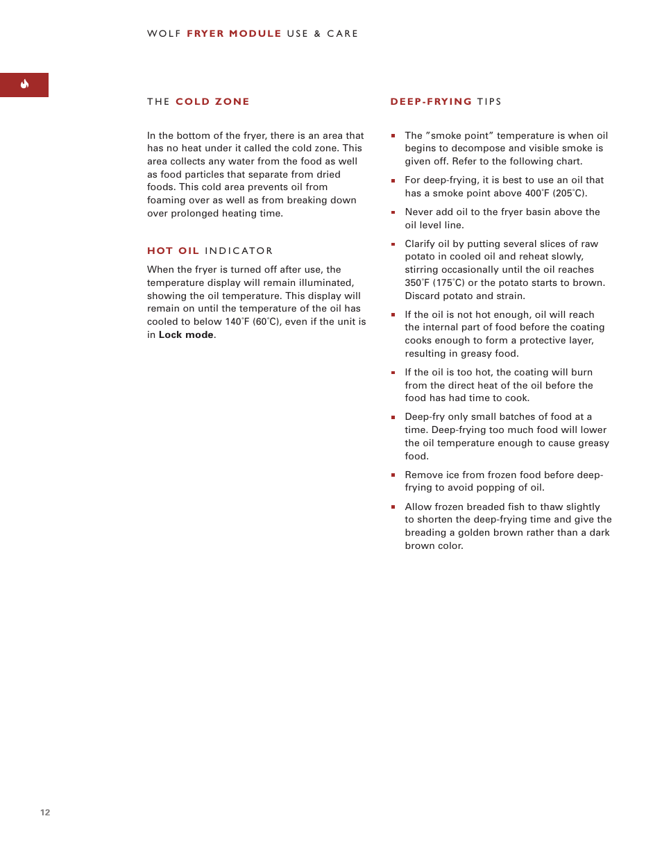 Wolf Appliance Company WOLF FRYER MODULE User Manual | Page 12 / 24