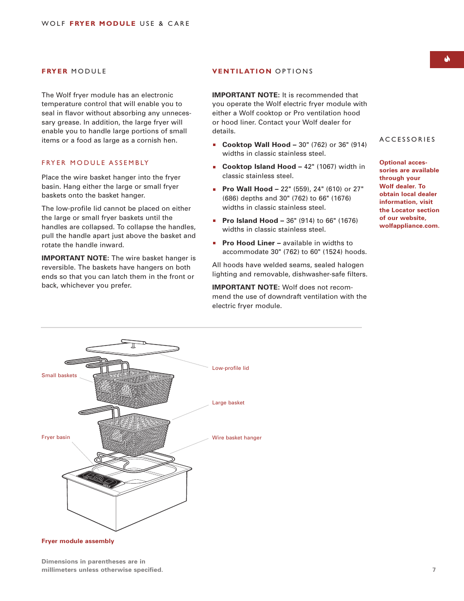 Wolf Appliance Company WOLF FRYER MODULE User Manual | Page 7 / 24