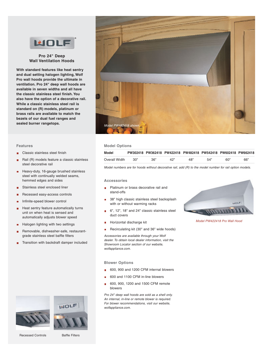 Wolf Appliance Company PW482418 User Manual | 2 pages