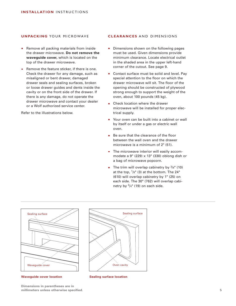 Wolf Appliance Company Drawer Microwave User Manual | Page 5 / 12