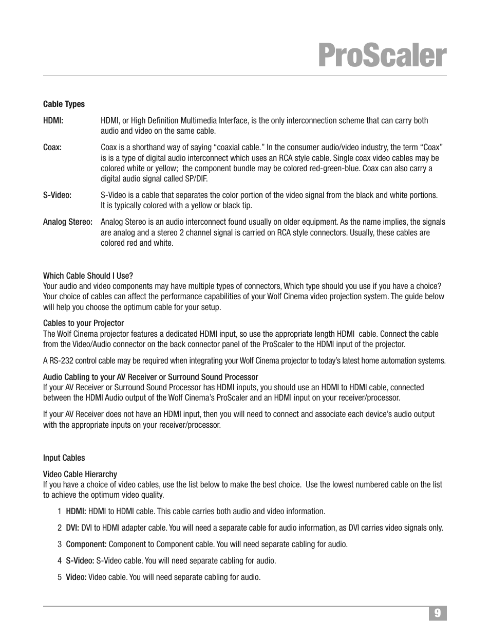 Proscaler | Wolf Appliance Company High Definition Video Processor DCL-200FD User Manual | Page 10 / 57