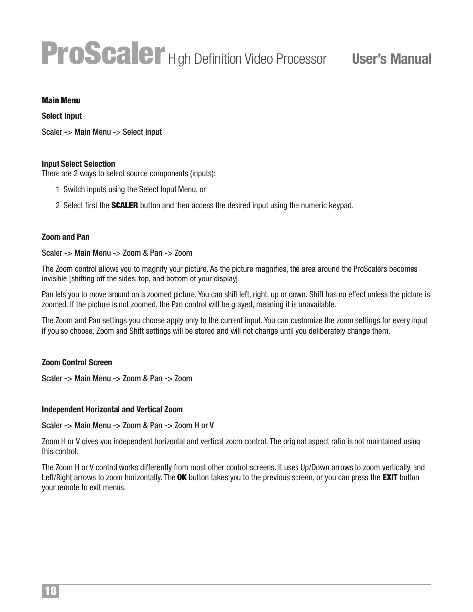 Proscaler, High definition video processor user’s manual | Wolf Appliance Company High Definition Video Processor DCL-200FD User Manual | Page 19 / 57