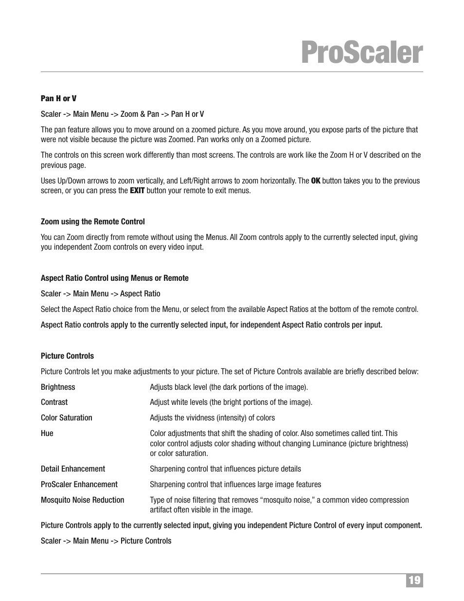 Proscaler | Wolf Appliance Company High Definition Video Processor DCL-200FD User Manual | Page 20 / 57