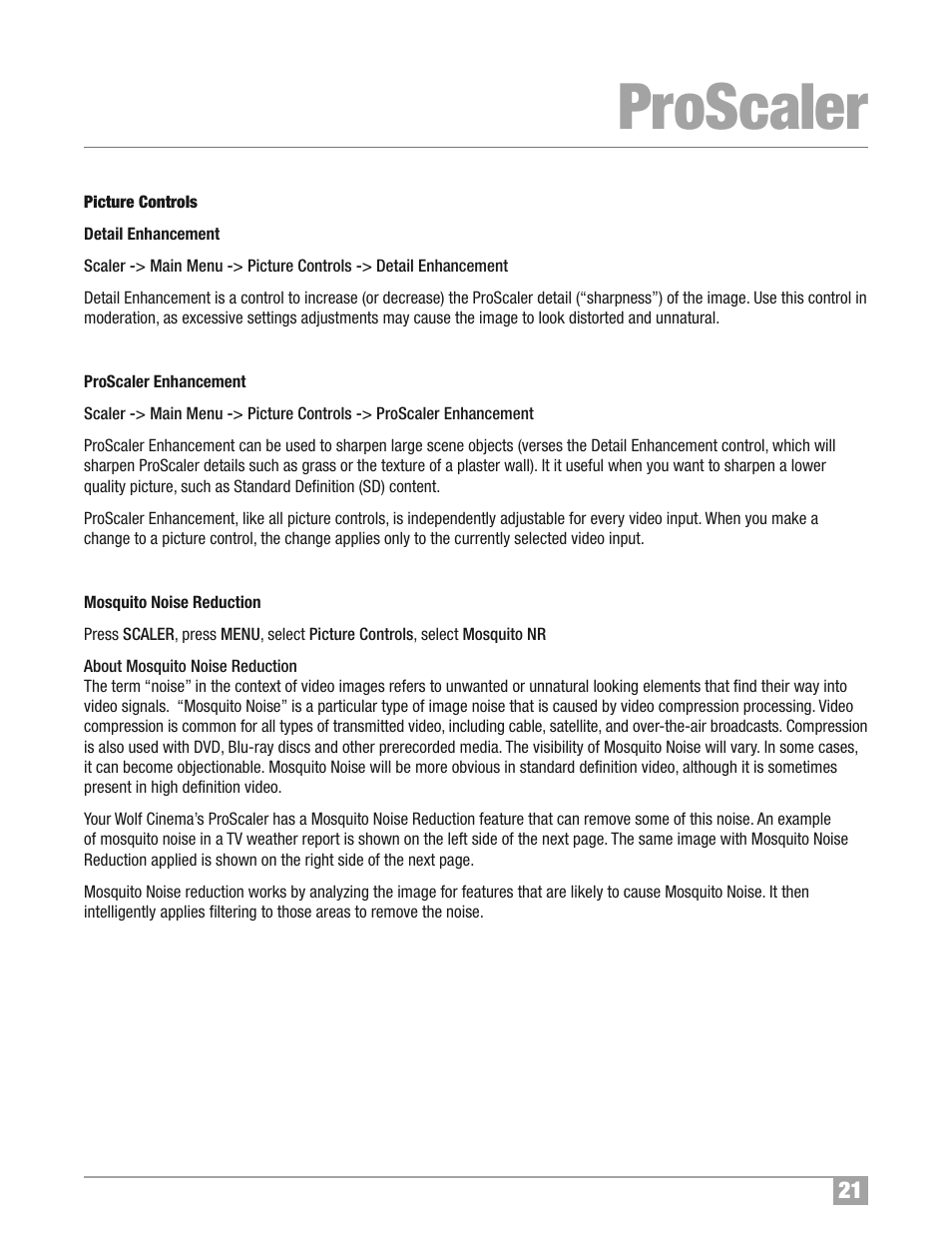 Proscaler | Wolf Appliance Company High Definition Video Processor DCL-200FD User Manual | Page 22 / 57