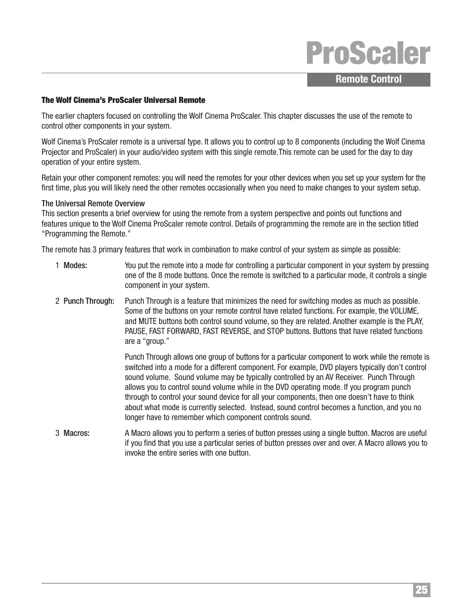 Proscaler | Wolf Appliance Company High Definition Video Processor DCL-200FD User Manual | Page 26 / 57