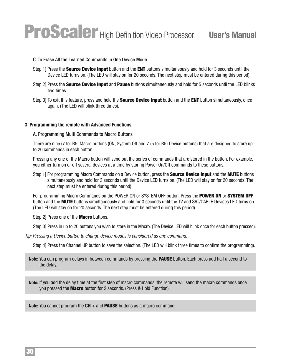 Proscaler, High definition video processor user’s manual | Wolf Appliance Company High Definition Video Processor DCL-200FD User Manual | Page 31 / 57