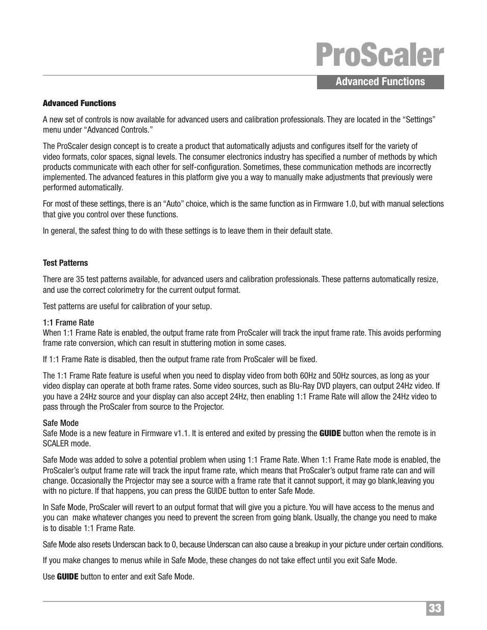 Proscaler | Wolf Appliance Company High Definition Video Processor DCL-200FD User Manual | Page 34 / 57
