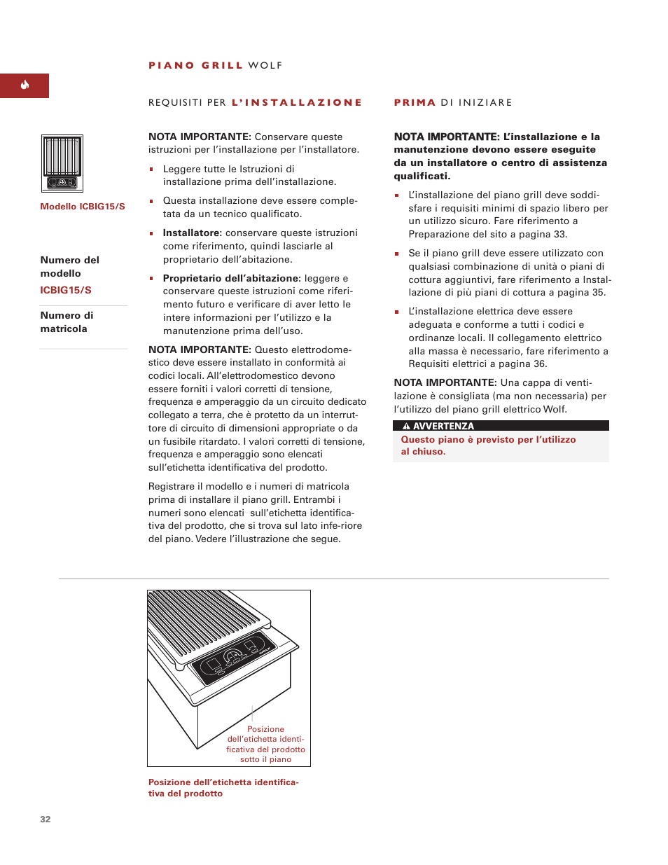 Wolf Appliance Company ICBIG15/S User Manual | Page 32 / 40