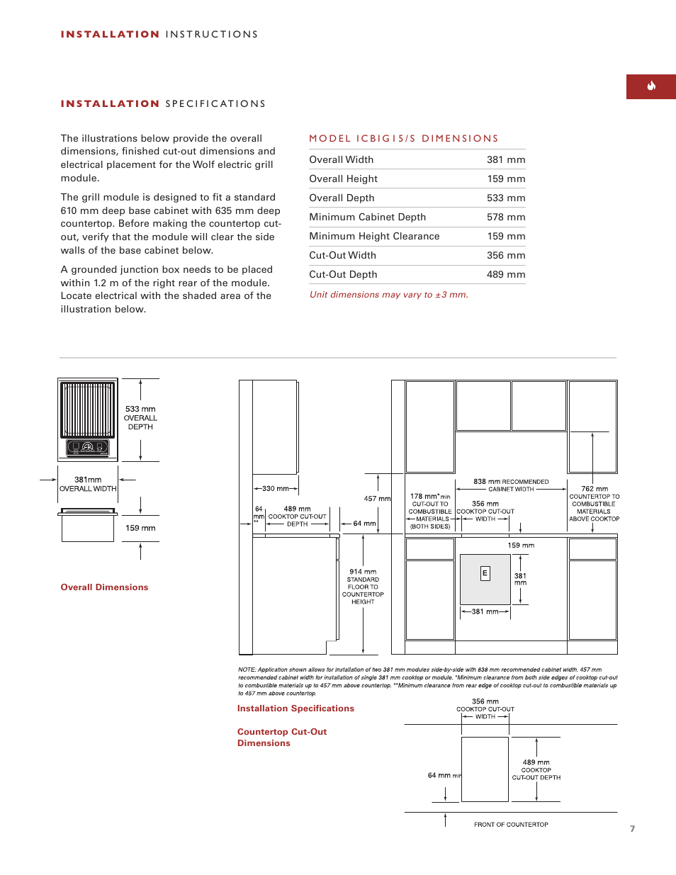 Wolf Appliance Company ICBIG15/S User Manual | Page 7 / 40