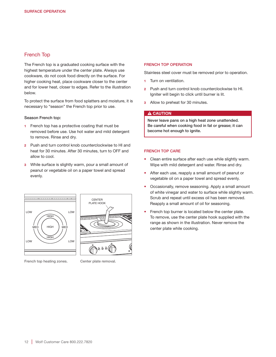 French top | Wolf Appliance Company Range User Manual | Page 12 / 16