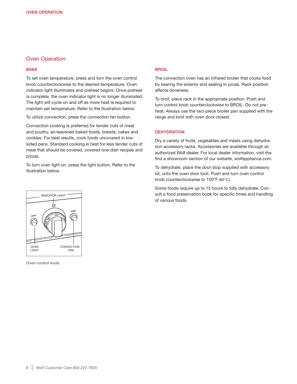 Oven operation | Wolf Appliance Company Range User Manual | Page 8 / 16