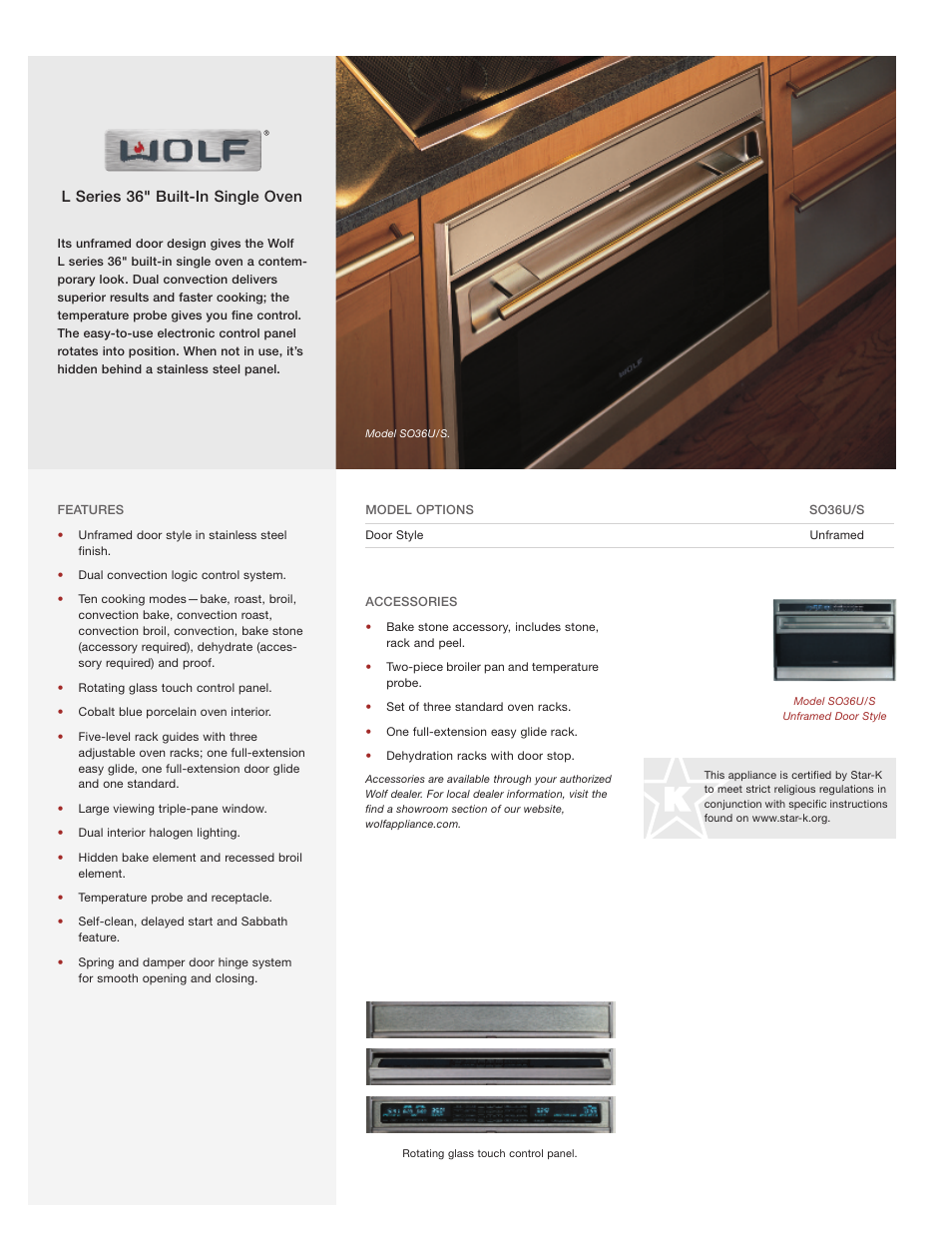 Wolf Appliance Company SO36U User Manual | 2 pages