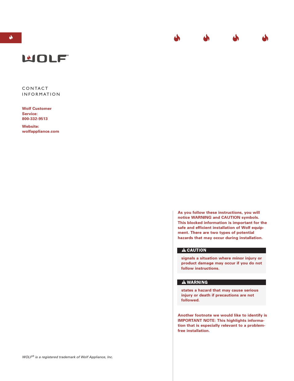 Wolf Appliance Company CT15E User Manual | Page 2 / 20