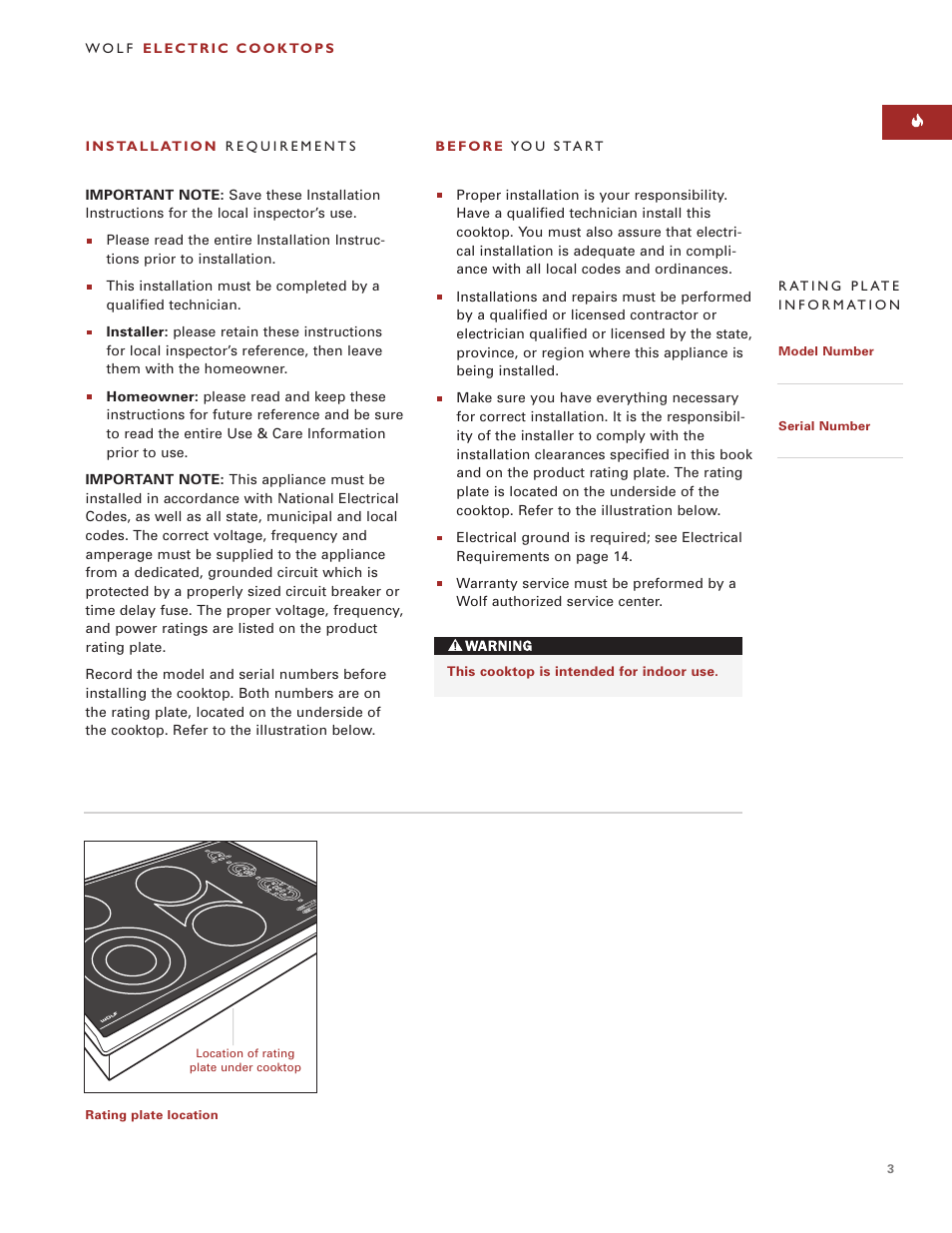 Wolf Appliance Company CT15E User Manual | Page 3 / 20