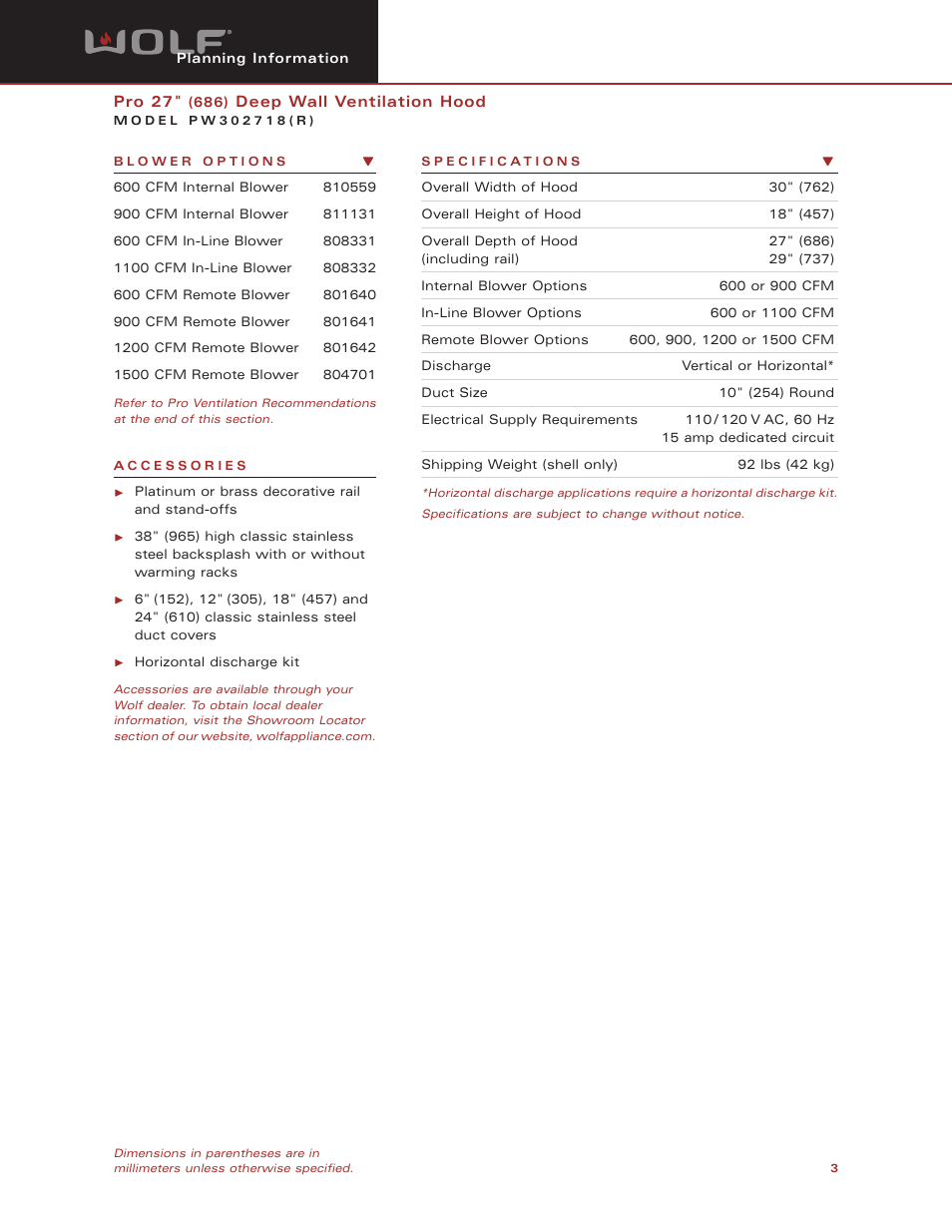 Wolf Appliance Company PW302718(R) User Manual | Page 3 / 8