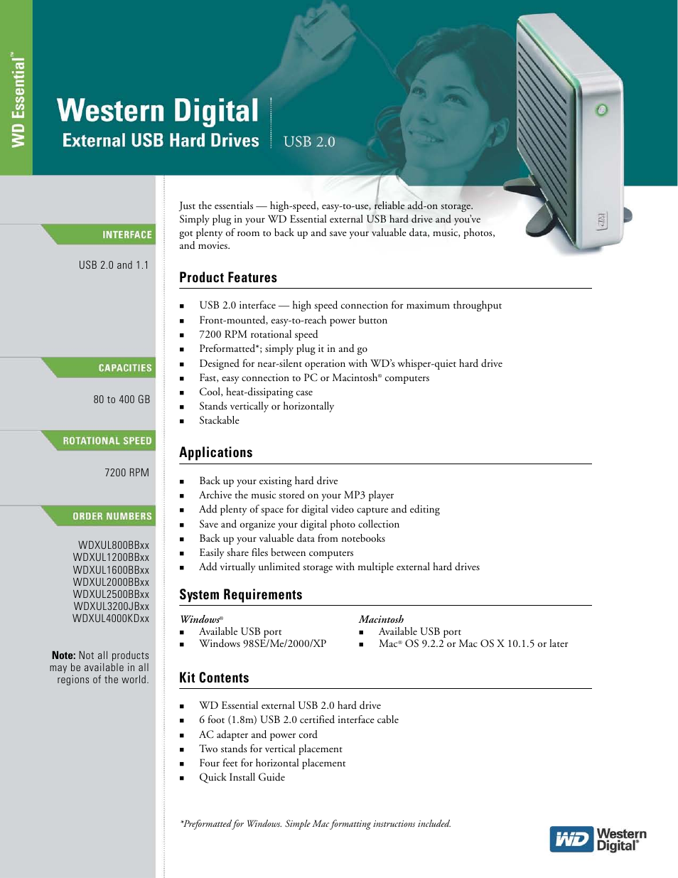 Western Digital WDXUL800BBXX User Manual | 2 pages