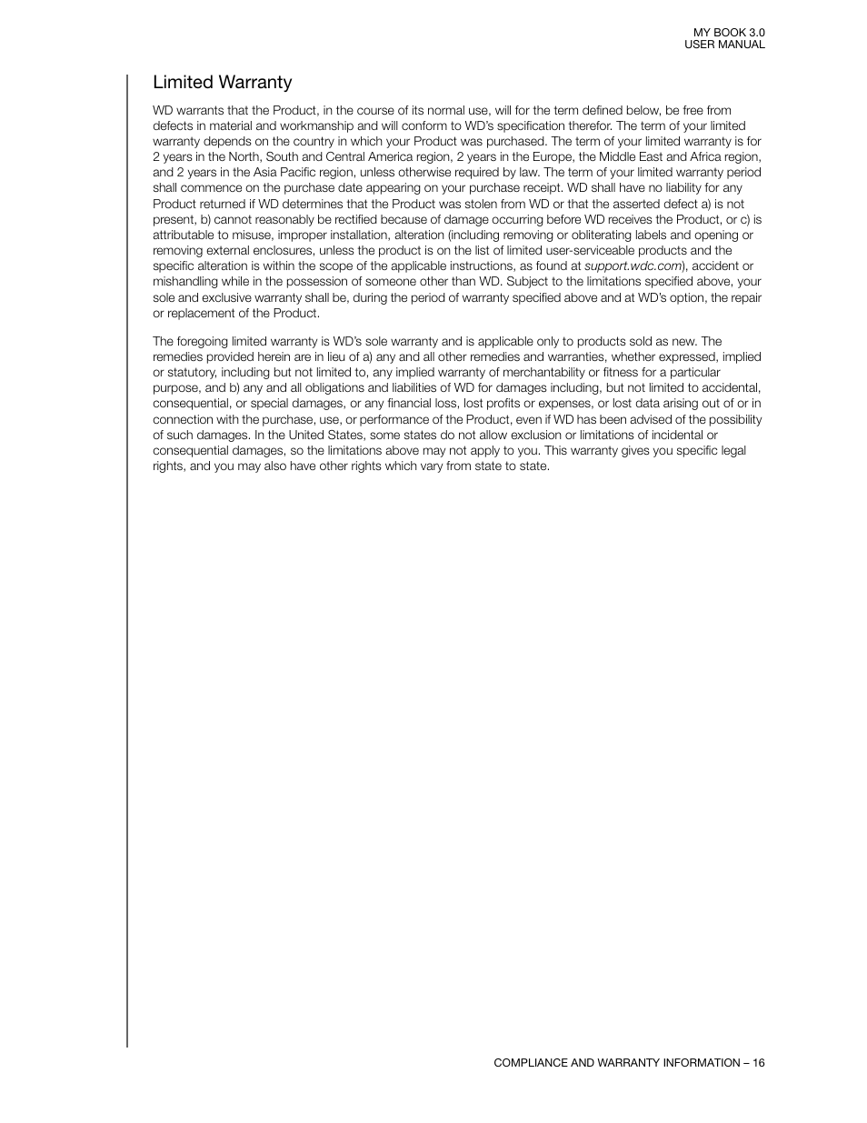 Limited warranty | Western Digital MY BOOK 3 User Manual | Page 19 / 21