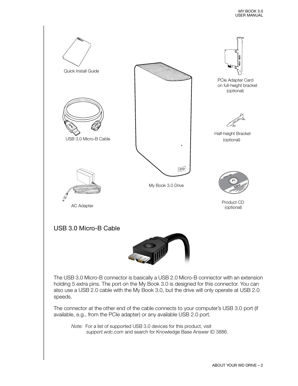 Usb 3.0 micro-b cable | Western Digital MY BOOK 3 User Manual | Page 5 / 21