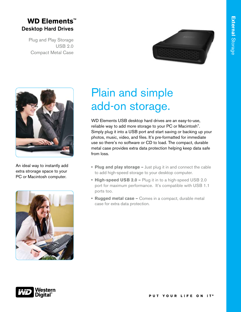 Western Digital WD Element Desktop WDE1UBK10000 User Manual | 2 pages