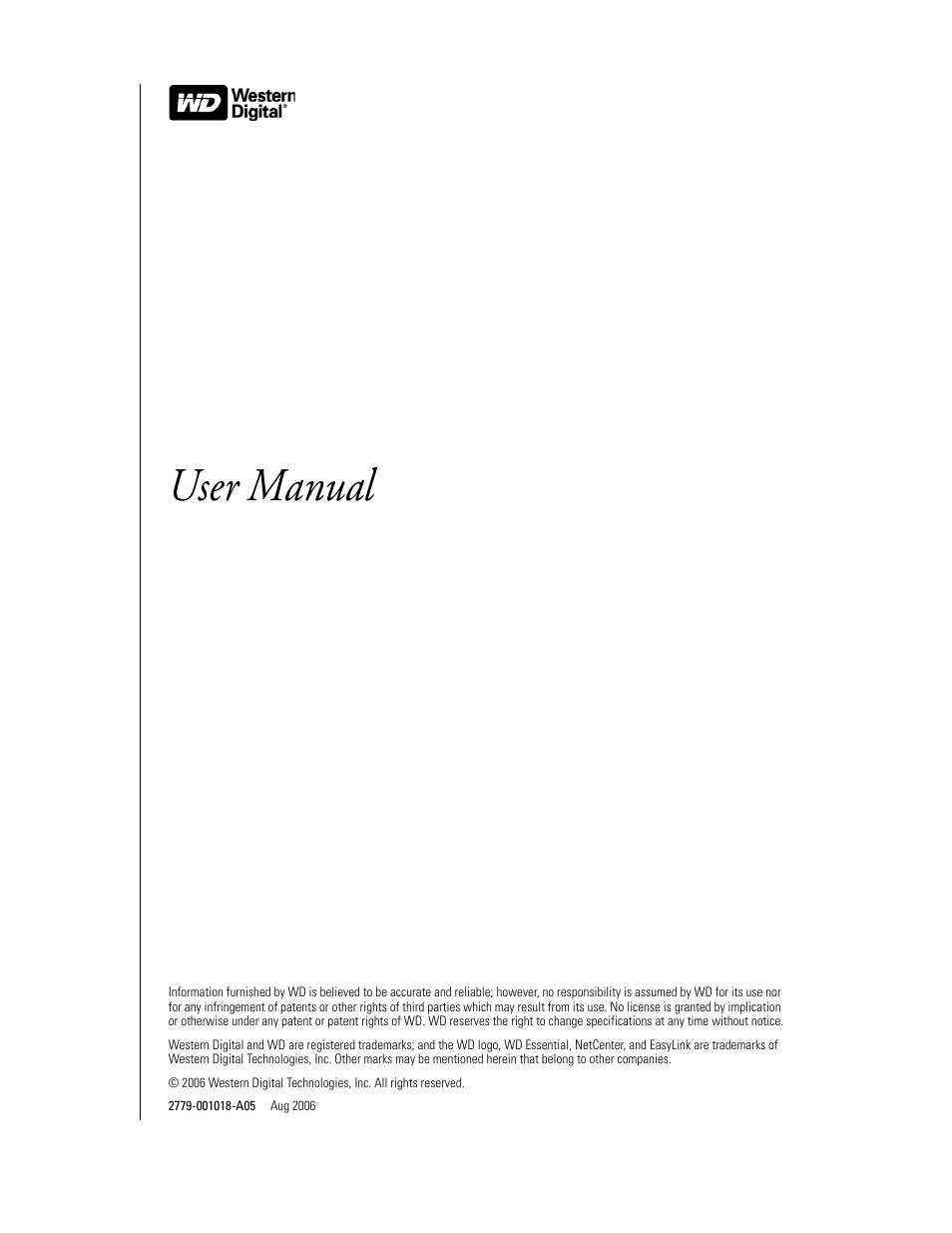 User manual, Wd essential, Netcenter network hard drive | Western Digital Network hard drive User Manual | Page 2 / 63