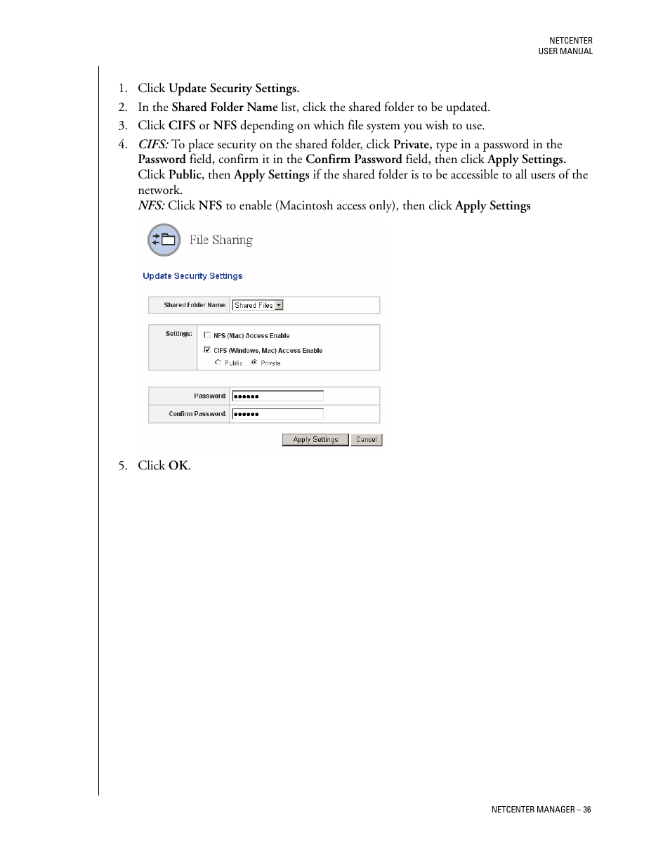 Update security settings | Western Digital Network hard drive User Manual | Page 40 / 63