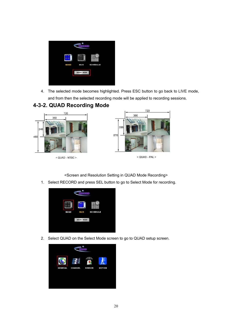 3-2. quad recording mode | Western Digital 4CH TRIPLEX User Manual | Page 20 / 87