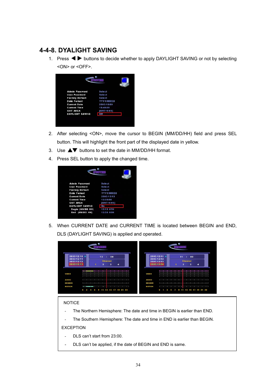 4-8. dyalight saving | Western Digital 4CH TRIPLEX User Manual | Page 34 / 87