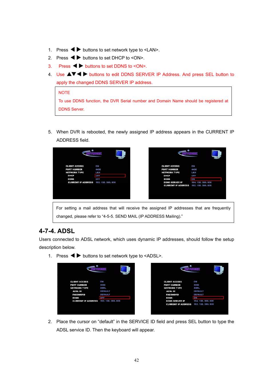 7-4. adsl | Western Digital 4CH TRIPLEX User Manual | Page 42 / 87