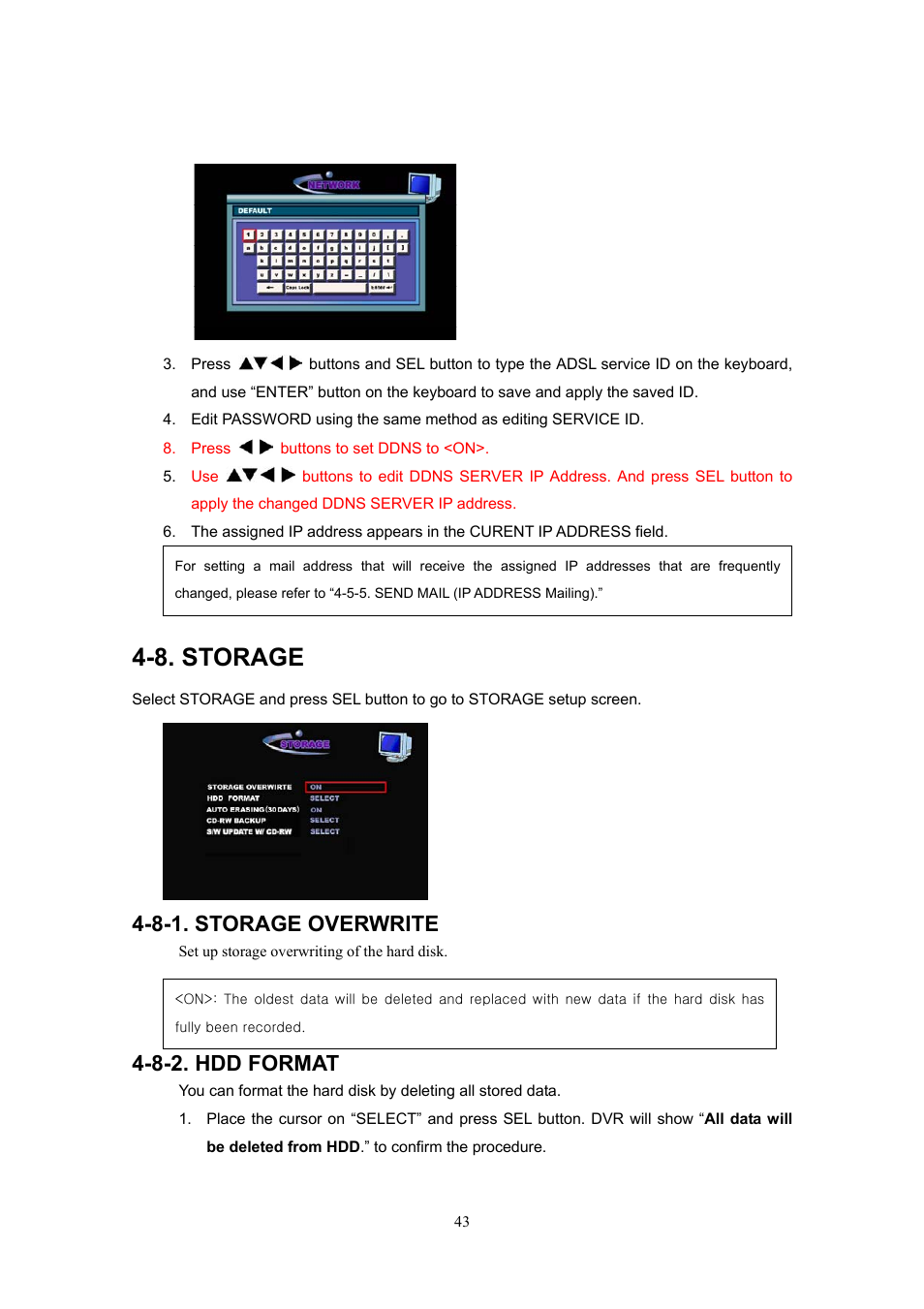 8. storage, 8-1. storage overwrite, 8-2. hdd format | Western Digital 4CH TRIPLEX User Manual | Page 43 / 87