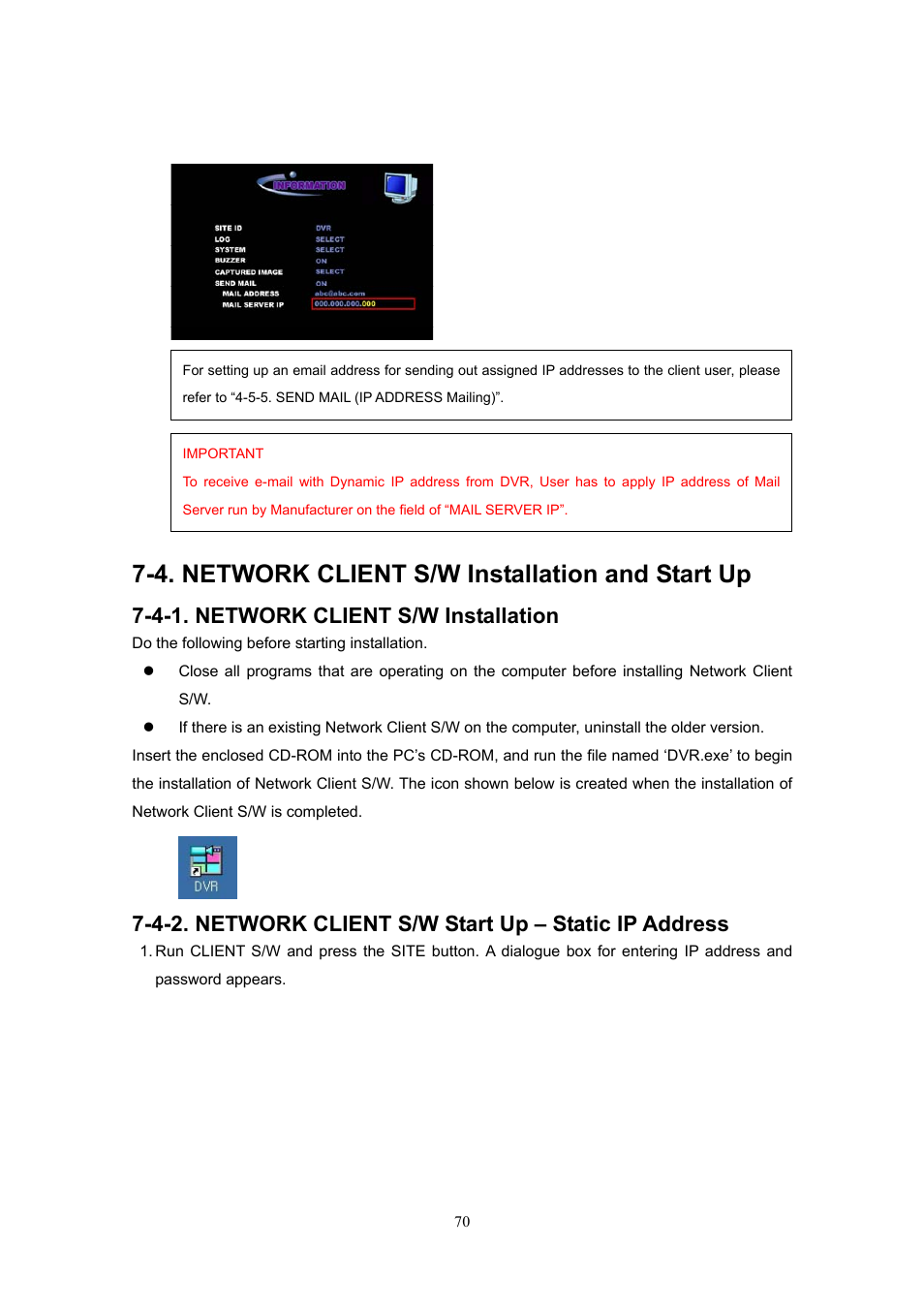 4. network client s/w installation and start up, 4-1. network client s/w installation | Western Digital 4CH TRIPLEX User Manual | Page 70 / 87