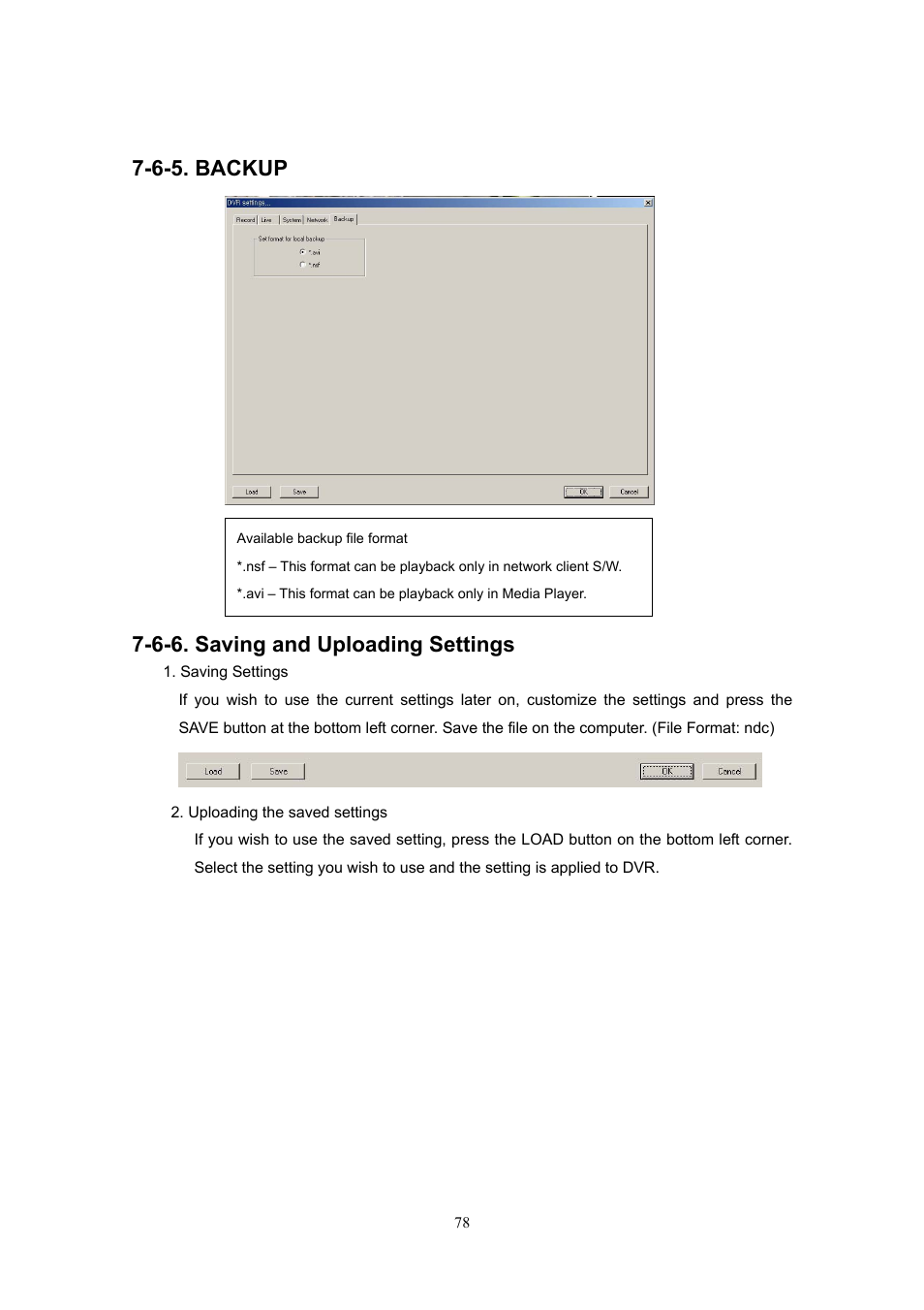 6-5. backup, 6-6. saving and uploading settings | Western Digital 4CH TRIPLEX User Manual | Page 78 / 87