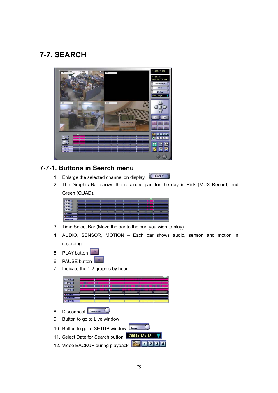 7. search, 7-1. buttons in search menu | Western Digital 4CH TRIPLEX User Manual | Page 79 / 87