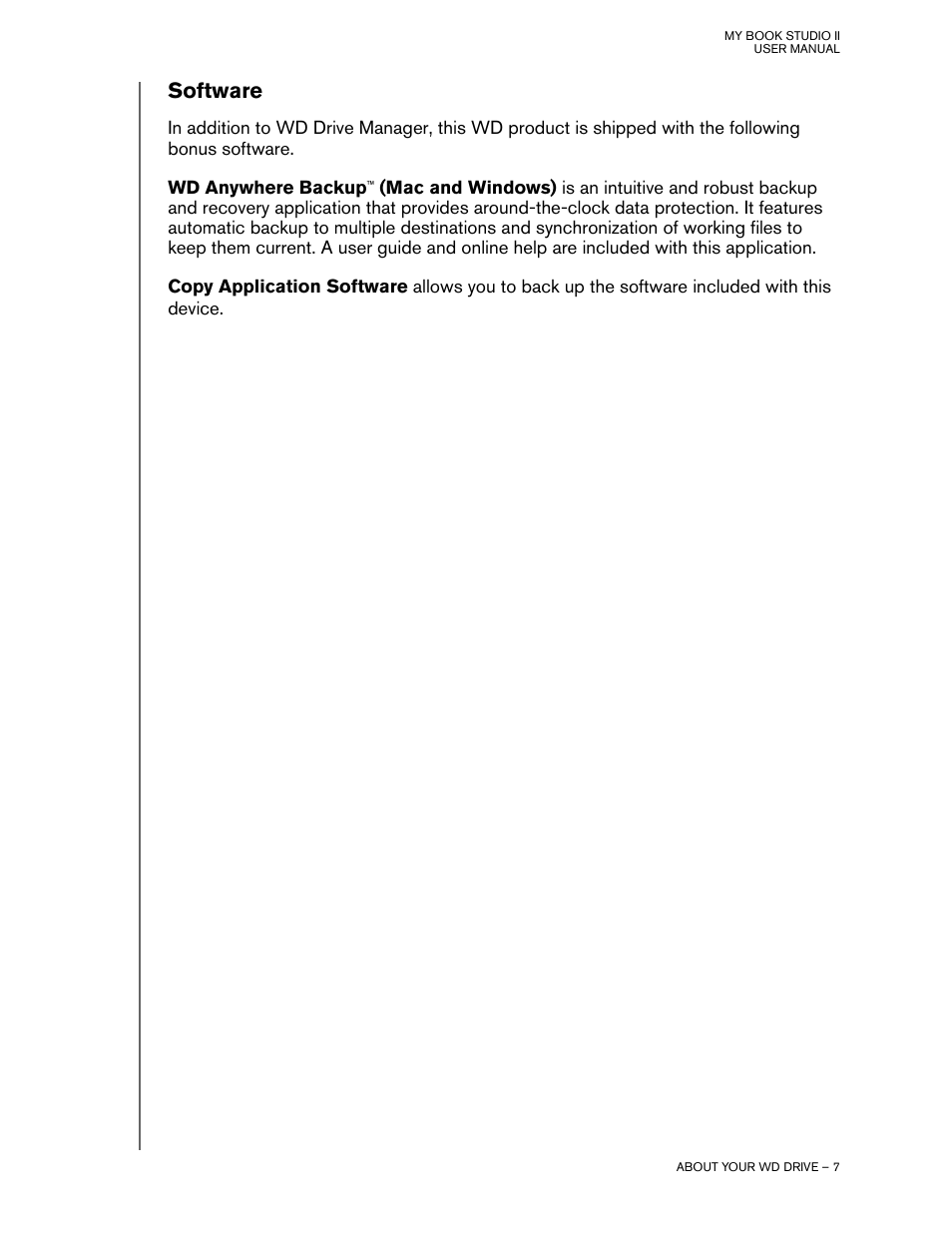 Software | Western Digital My Book Studio Edition II User Manual | Page 10 / 38