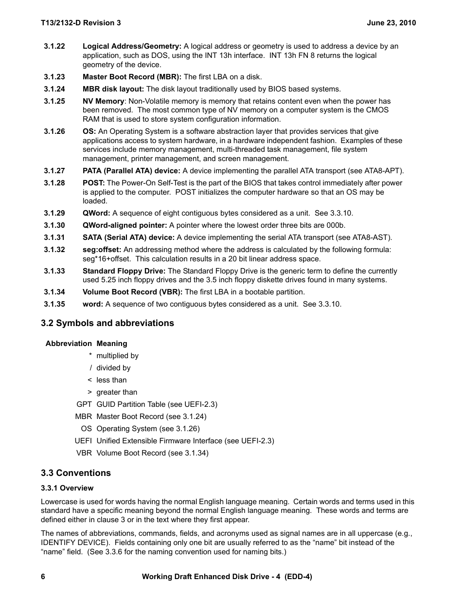 2 symbols and abbreviations, 3 conventions, 1 overview | 2 symbols and abbreviations 3.3 conventions | Western Digital T13/2132-D User Manual | Page 18 / 86