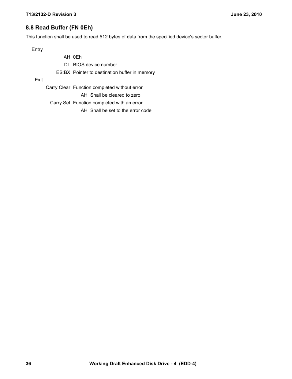 8 read buffer (fn 0eh), See 8.8) | Western Digital T13/2132-D User Manual | Page 48 / 86