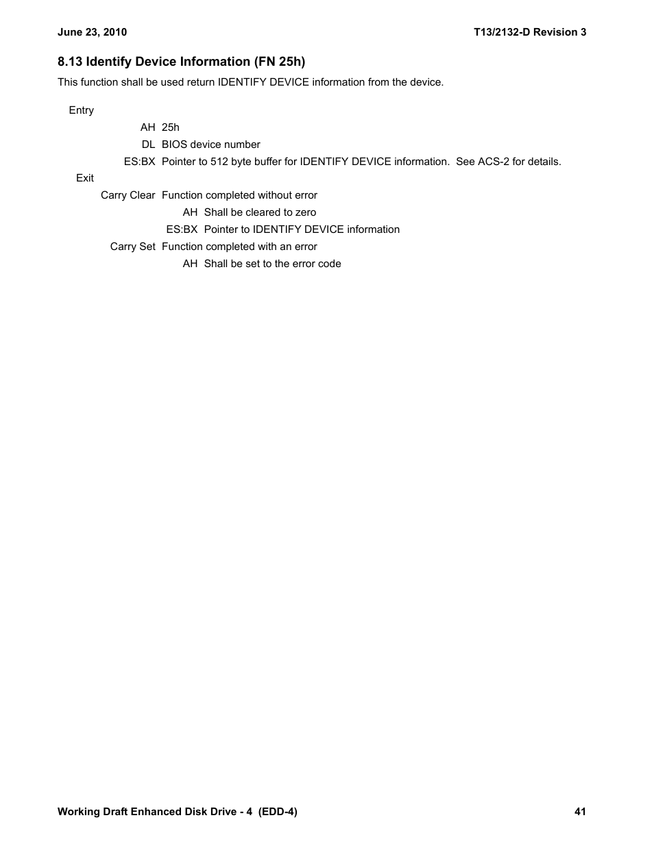 13 identify device information (fn 25h), See 8.13) | Western Digital T13/2132-D User Manual | Page 53 / 86