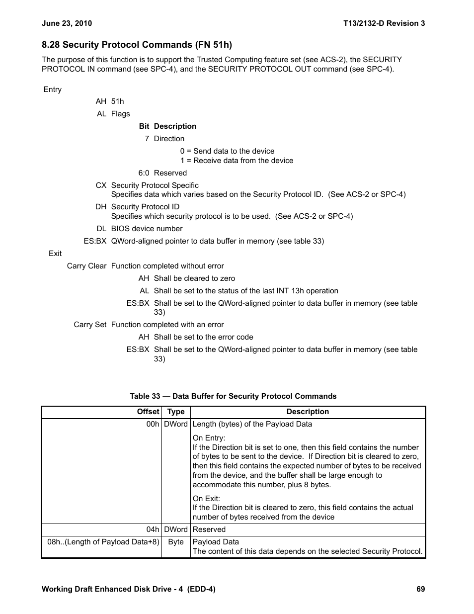 28 security protocol commands (fn 51h) | Western Digital T13/2132-D User Manual | Page 81 / 86