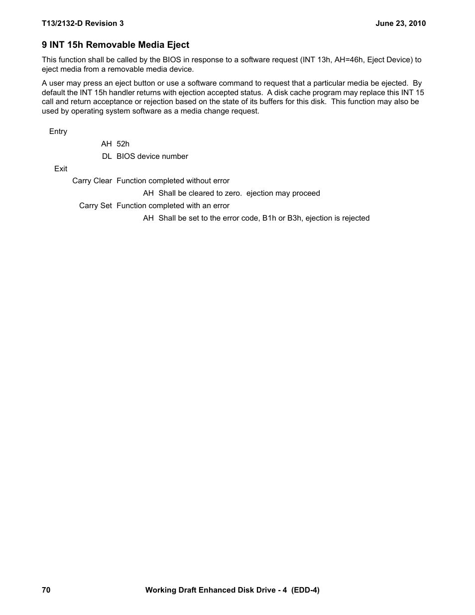 9 int 15h removable media eject, Ept (see clause 9) | Western Digital T13/2132-D User Manual | Page 82 / 86