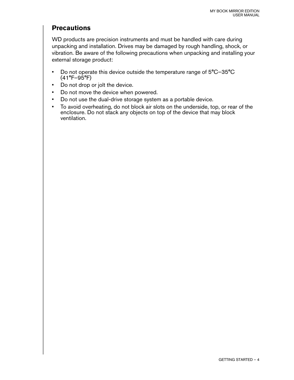 Precautions | Western Digital My Book Mirror Edition User Manual | Page 7 / 31