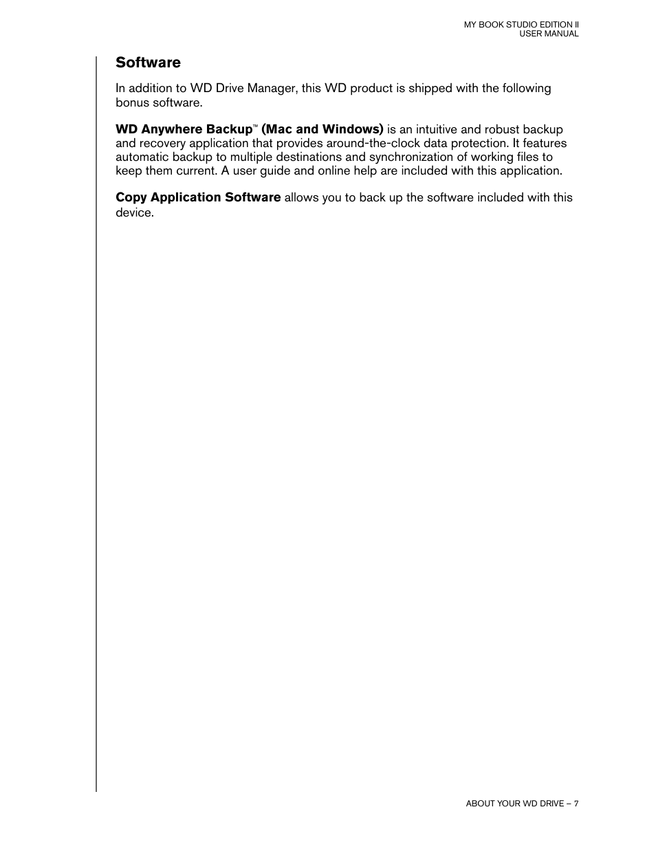 Software | Western Digital Studio Edition II User Manual | Page 10 / 38