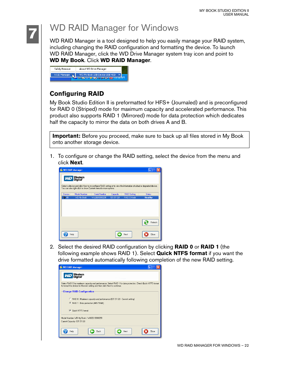 Wd raid manager for windows, Configuring raid | Western Digital Studio Edition II User Manual | Page 25 / 38