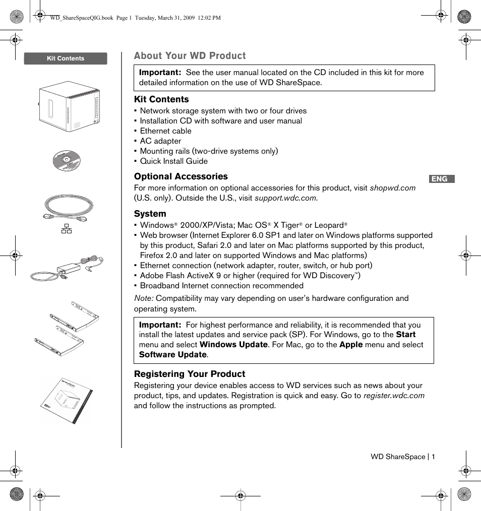 About your wd product | Western Digital WD ShareSpace User Manual | Page 3 / 9