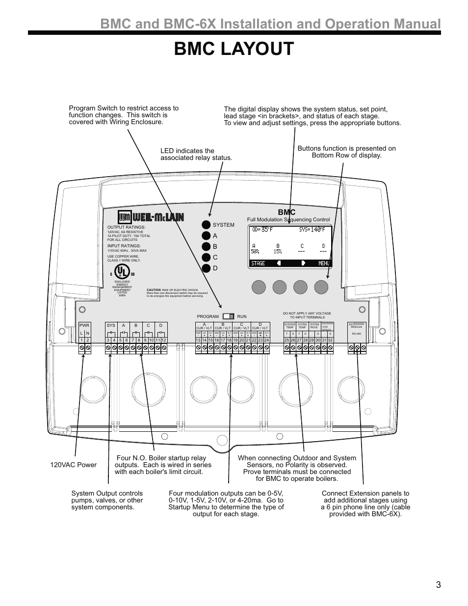 Bmc layout, Bmc and bmc-6x installation and operation manual, Ab c d | Weil-McLain BMC-6X User Manual | Page 3 / 32